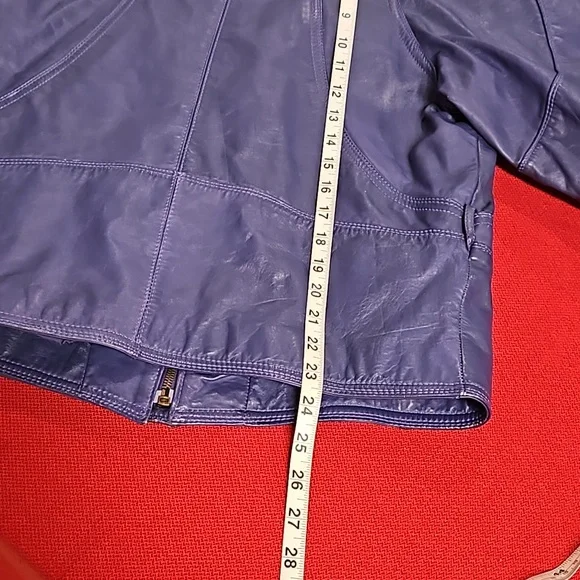 WILSON'S LEATHER Purple bomber biker moto jacket pockets lined  great color! - Picture 16 of 16